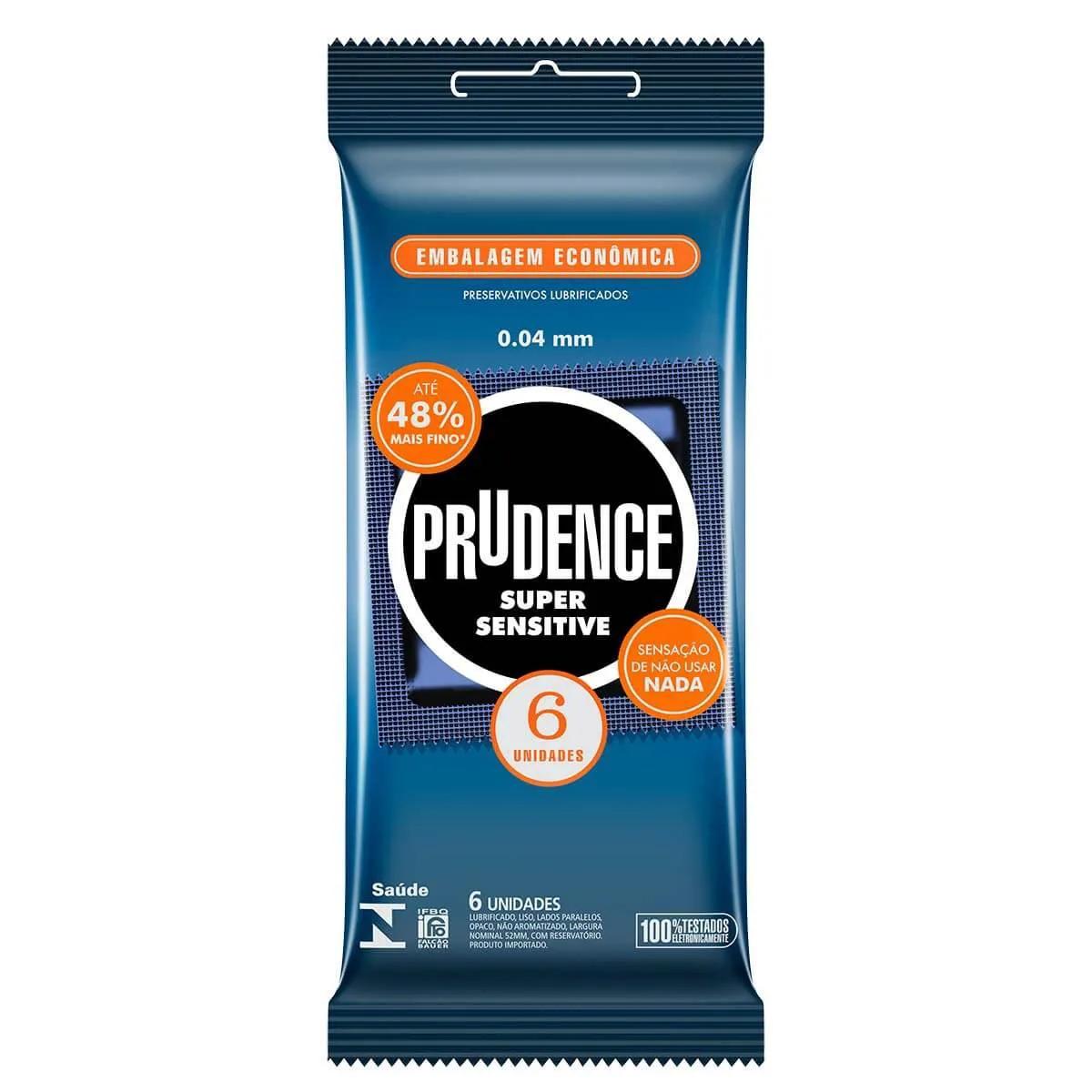 Camisinha Prudence Super Sensitive com 6 unidades
