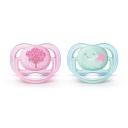 Chupeta Philips Avent Ultra Air 0 a 6 meses Rosa e Azul com 2 unidades