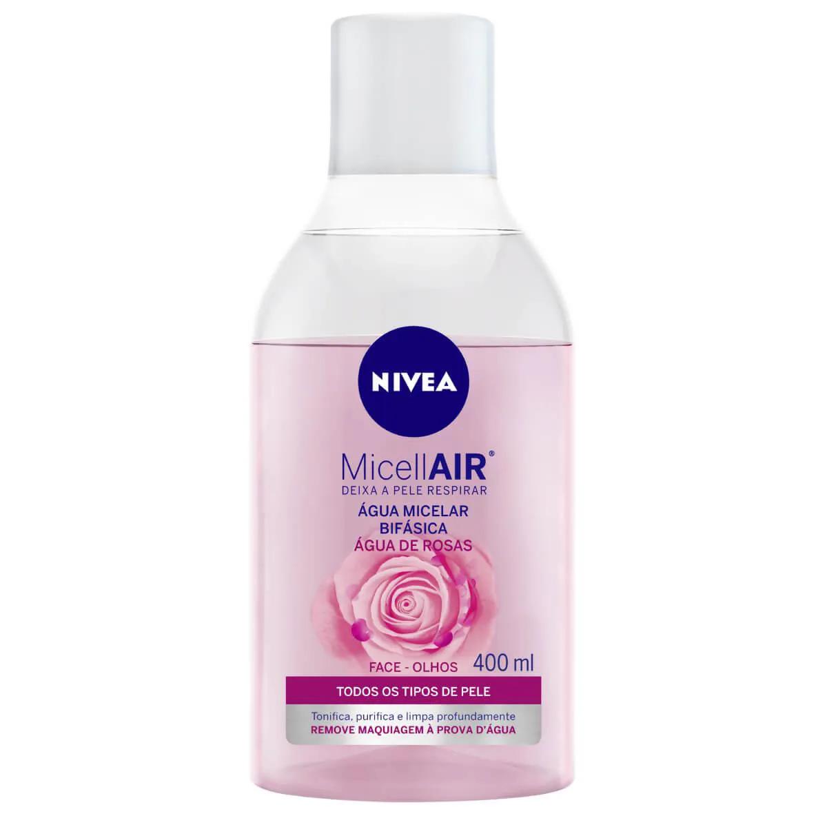 Água Micelar Bifásica Nivea MicellAIR Água de Rosas com 400ml