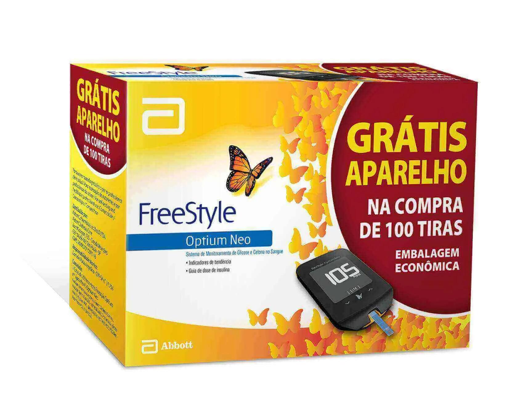 Kit Tiras para Teste de Glicemia FreeStyle Optium + Aparelho