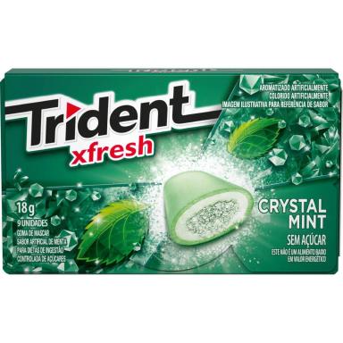 Trident XFresh Chiclete Sem Açúcar Sabor Crystal Mint com 9 unidades
