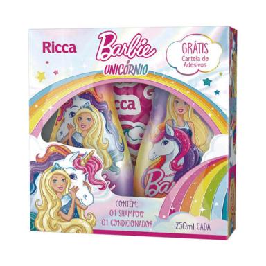 Kit Ricca Barbie Unicórnio Shampoo + Condicionador com 250ml cada