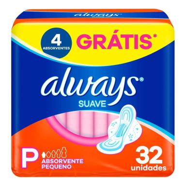 Absorvente Always Suave P com Abas 32 unidades