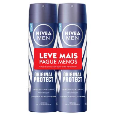 Kit com 2 Desodorantes Antitranspirante Aerosol Nivea Men Original Protect 48h com 150ml cada
