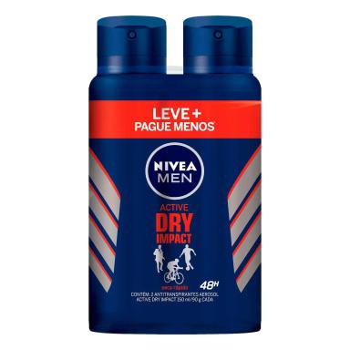 Kit Desodorante Aerosol Nivea Men Dry Impact com 2 unidades
