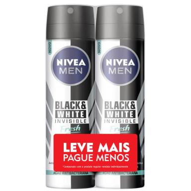 Kit Desodorante Aerosol Nivea Men Invisible Black & White Fresh com 2 unidades