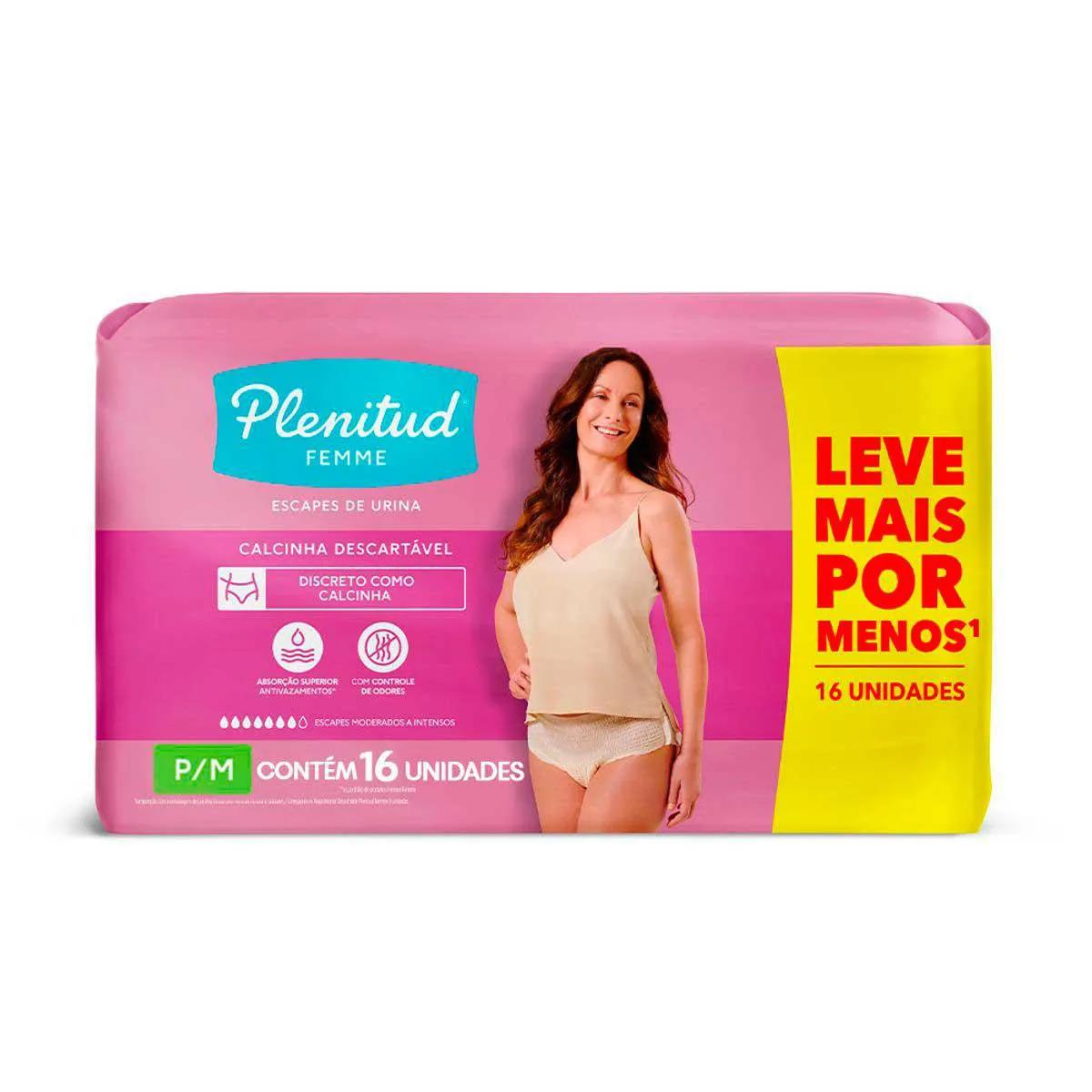Roupa Íntima Feminina Plenitud Femme P/M 16 unidades