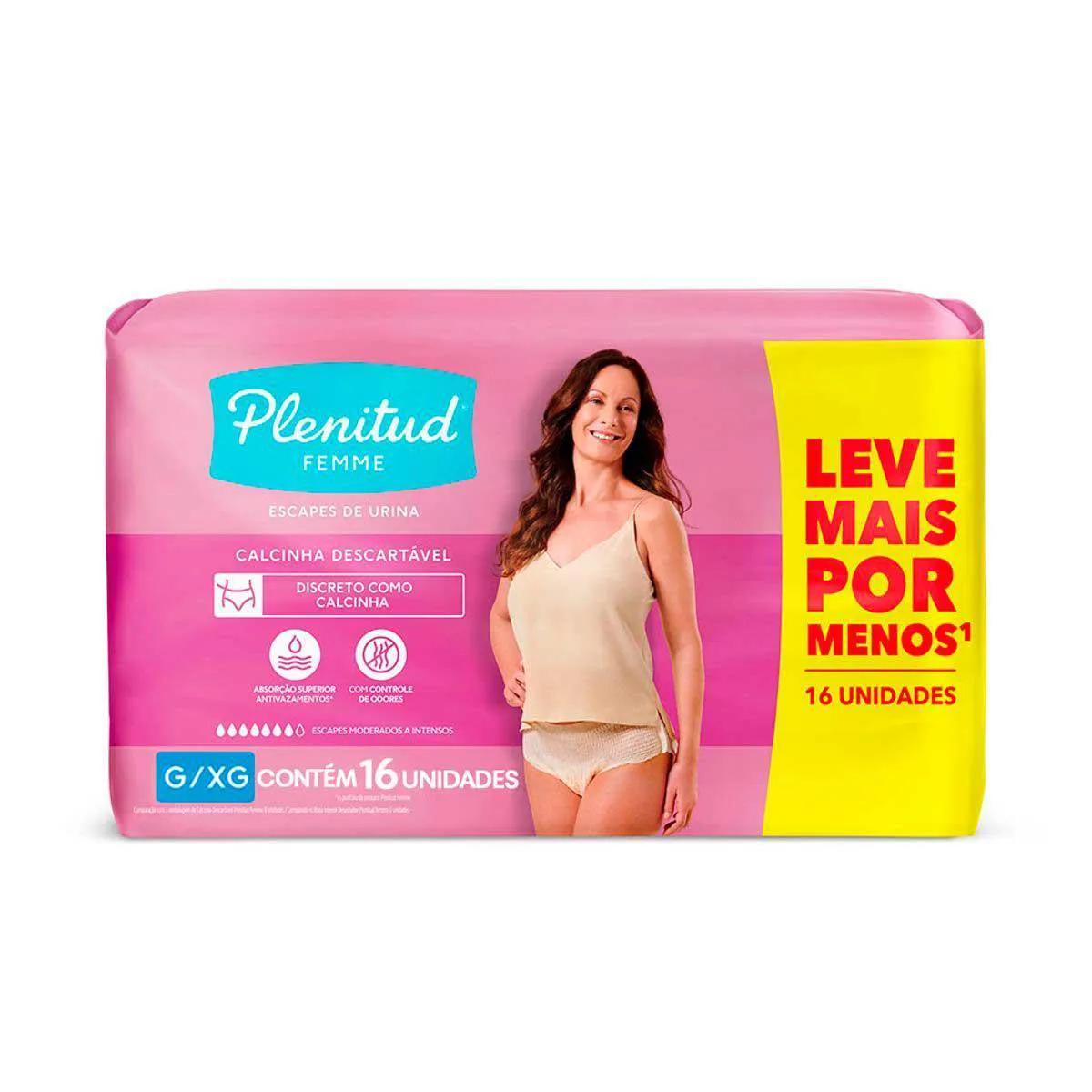 Roupa Íntima Feminina Plenitud Femme G/XG 16 unidades