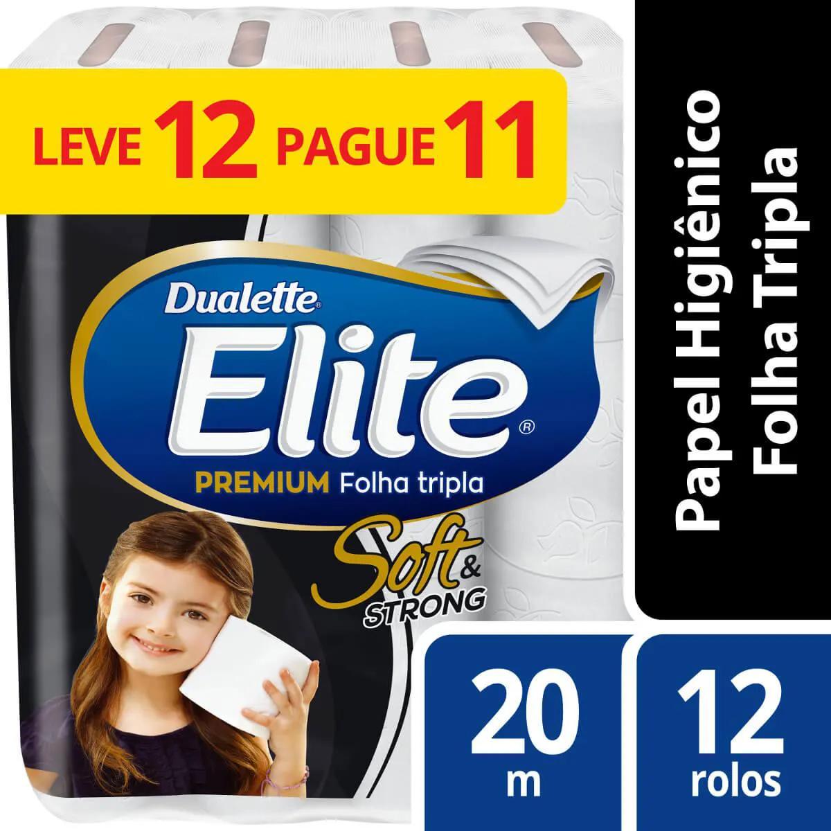 Papel Higiênico Dualette Elite Folha Tripla Leve 12 Pague 11 rolos