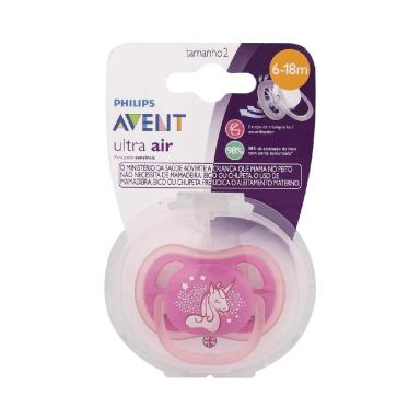 Chupeta Philips Avent Ultra Air Rosa Decorada de 6 a 18 meses com 1 unidade