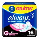 Absorvente Always Noturno Suave G com Abas com 16 unidades