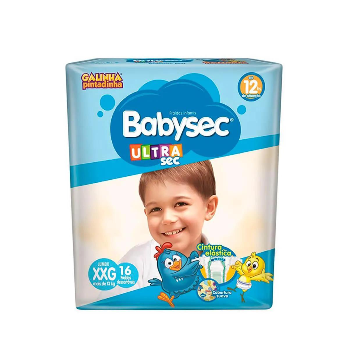 Fralda Babysec UltraSec Galinha Pintadinha Jumbo XXG - 16 Unidades