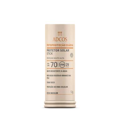 Protetor Solar Facial Stick Adcos Base Bastão Incolor FPS 70 com 12g