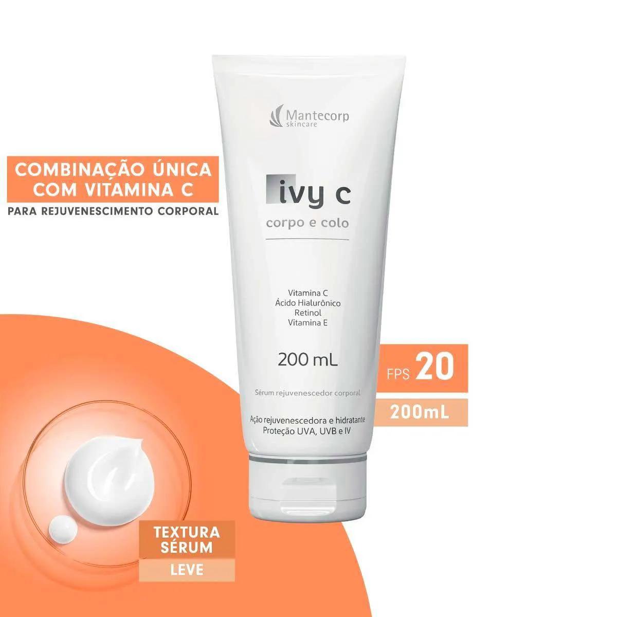 Sérum Rejuvenescedor Corporal Ivy C Corpo e Colo FPS 20 200ml