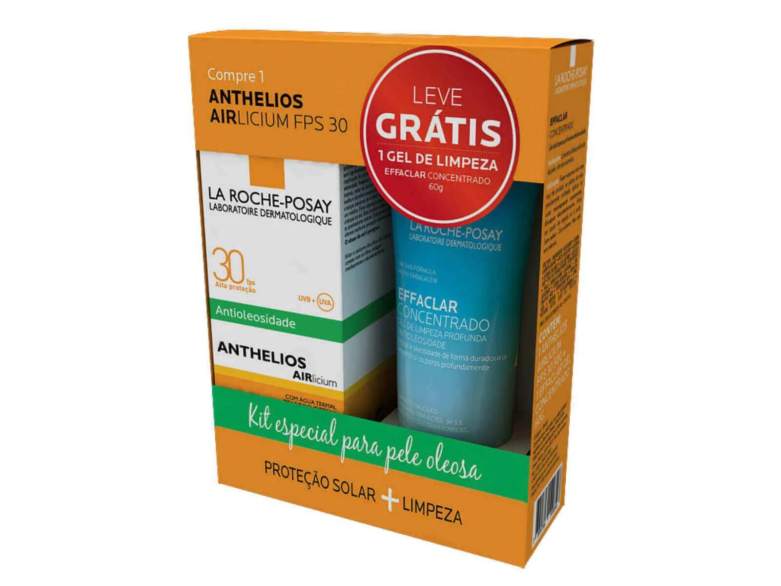 Kit La Roche-Posay Protetor Solar Anthelios Airlicium FPS 30 com 50g + Gel de Limpeza Effaclar Concentrado com 60g