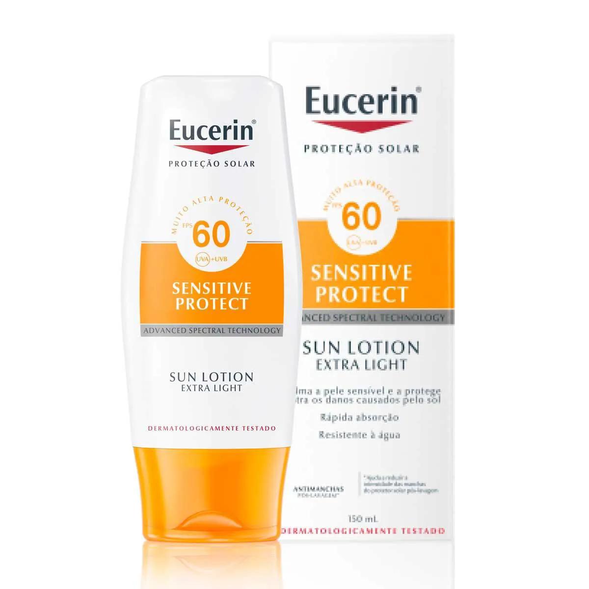 Protetor Solar Corporal Eucerin Sensitive Protect Sun Lotion Extra Light FPS 60 com 150ml