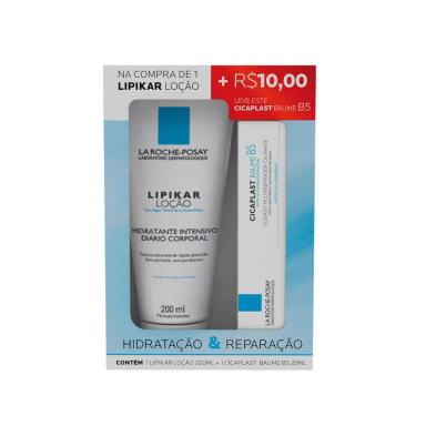 Kit La Roche-Posay Lipikar Loção Hidratante Corporal com 200ml + Hidratante Reparador Cicaplast Baume B5 com 20ml