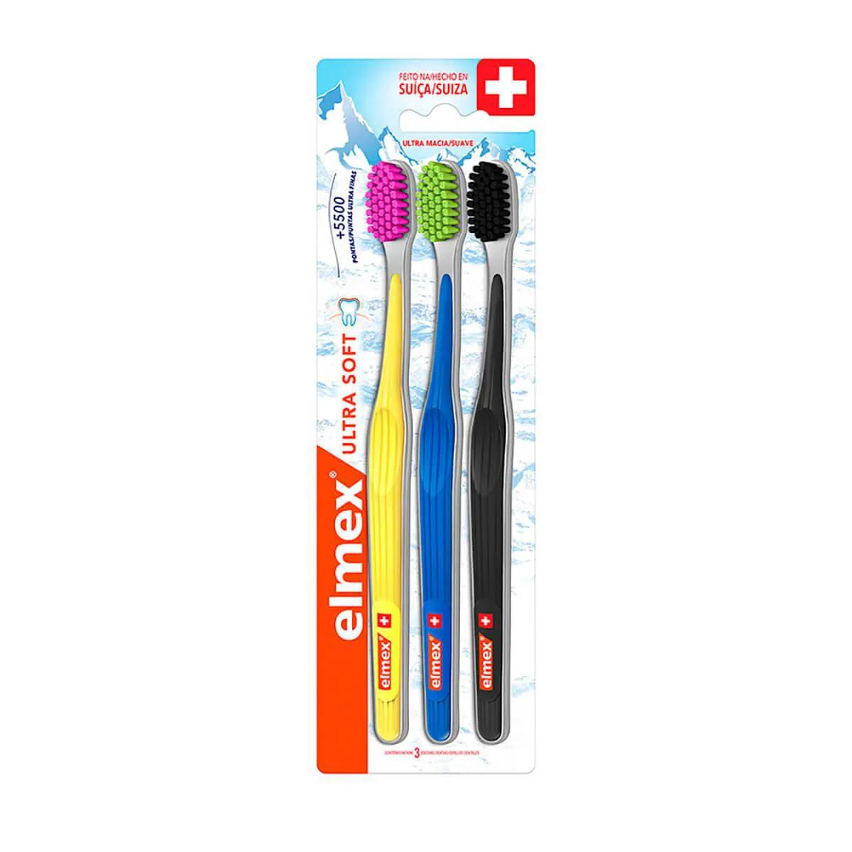Escova de Dente Elmex Ultra Soft Extra Macia - 3 unidades