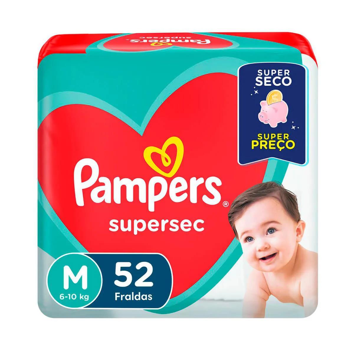Fralda Pampers Supersec M - 52 Unidades