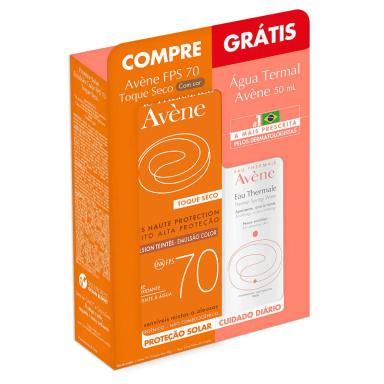 Kit Avène Protetor Solar Toque Seco com Cor com 40g + Água Termal com 50ml