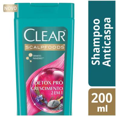 Shampoo Clear Anticaspa Detox Pró-crescimento  2 em 1 com 200ml