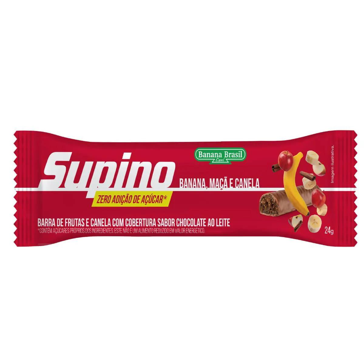 Barra de Fruta Supino Sabor Chocolate com Recheio de Banana, Maçã e Canela com 24g