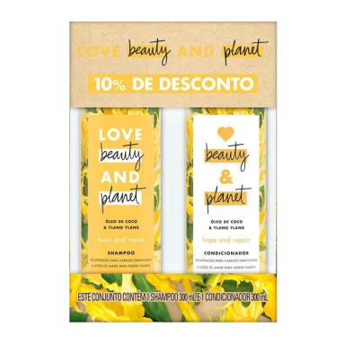 Kit Love, Beauty and Planet Shampoo 300ml +Condicionador de Óleo de Coco e Ylang Ylang 300ml