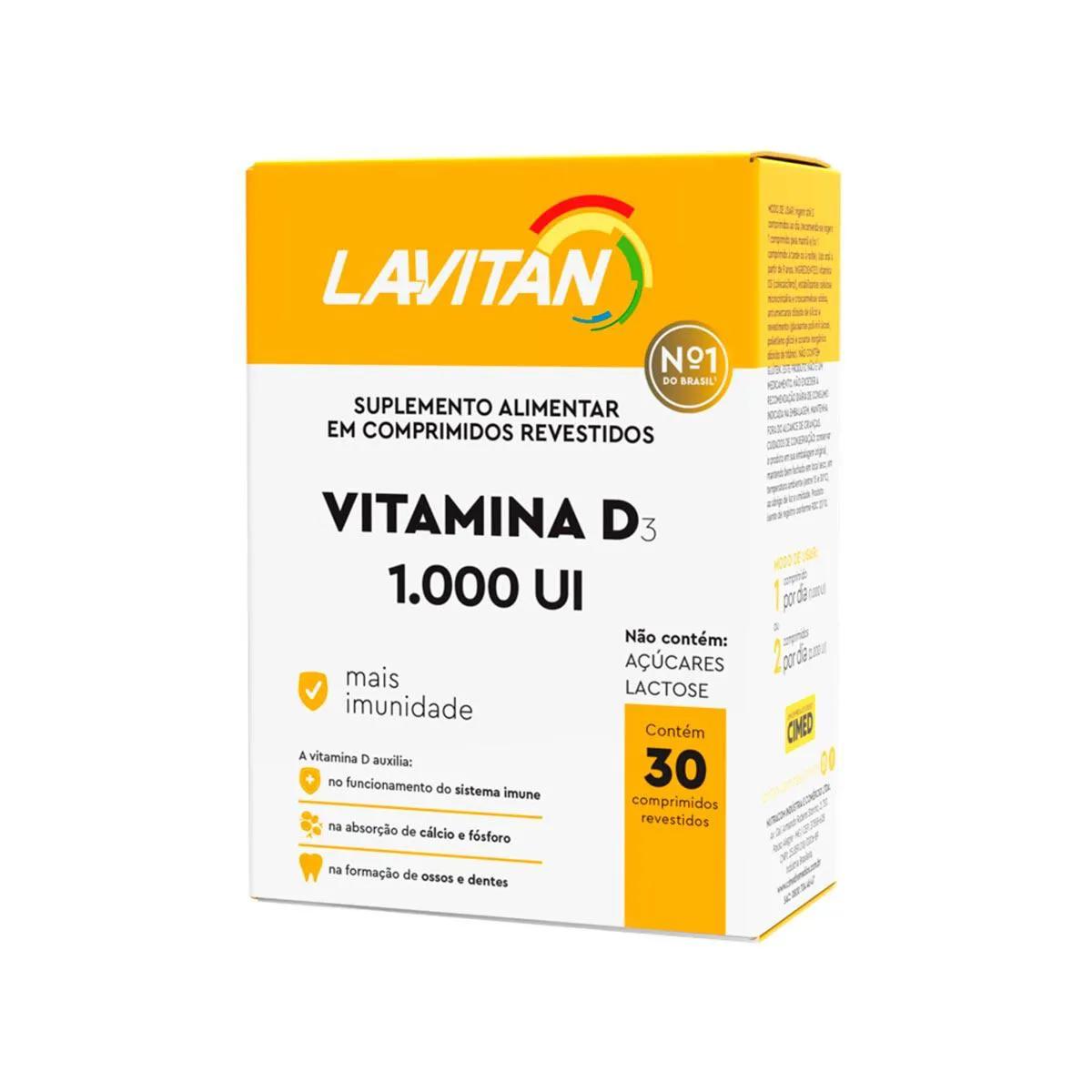 Vitamina D 1.000UI Lavitan com 30 comprimidos