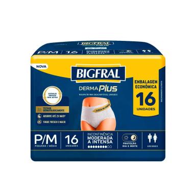 Roupa Íntima Descartável Bigfral Derma Plus P/M 16 unidades