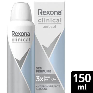 Desodorante Antitranspirante Aerosol Rexona Clinical Sem Perfume com 150ml