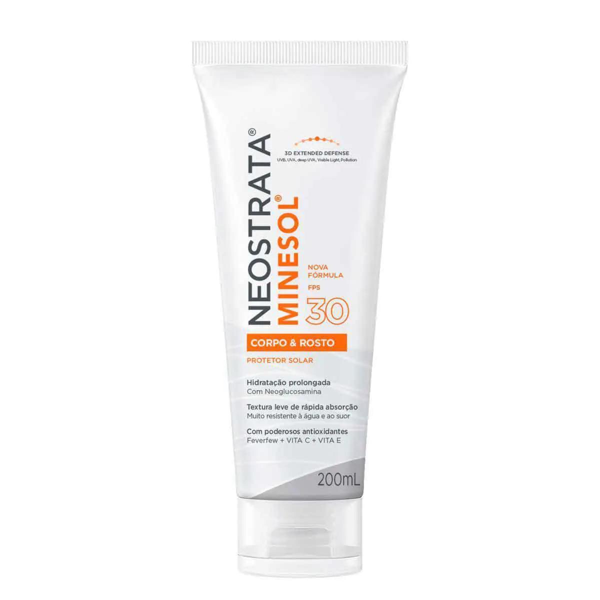 Protetor Solar Fluido Hidratante NeoStrata Minesol Corpo & Rosto FPS30 200ml
