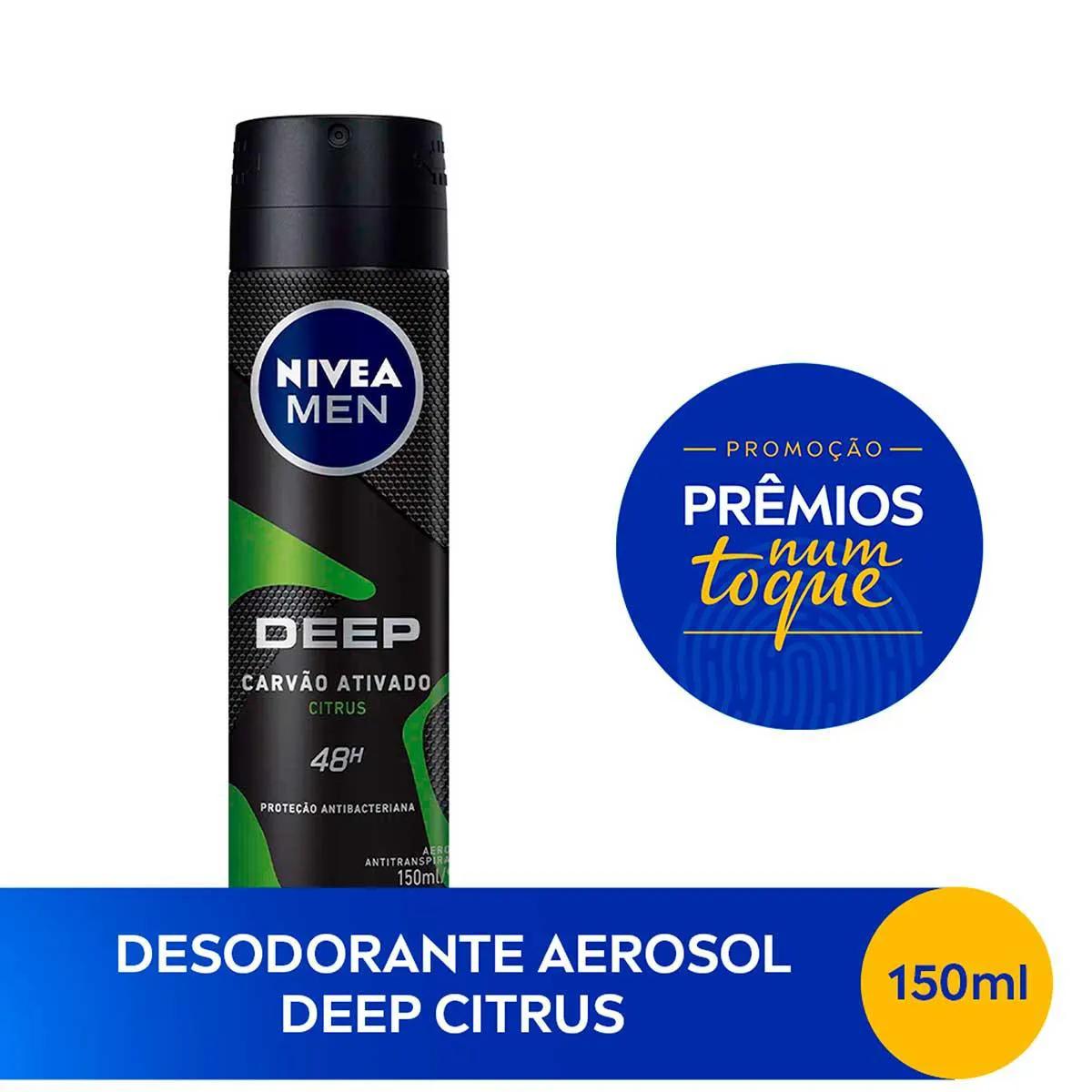 Desodorante Aerosol Nivea Men Cartão Ativado Deep Citrus com 150ml