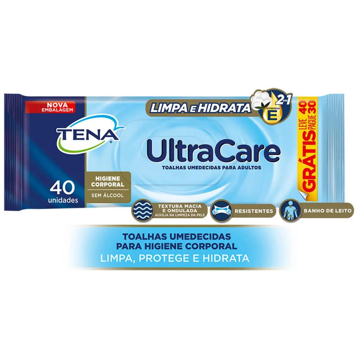 Lenço Umedecido Tena UltraCare Adulto com 40 unidades