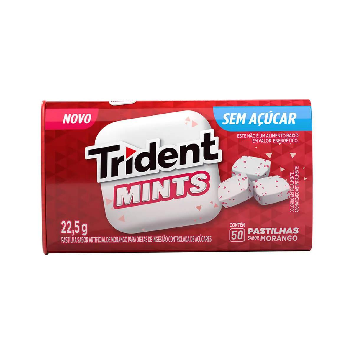 Pastilhas Trident Mints Sabor Morango com 50 unidades