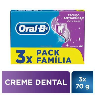 Kit Pasta de Dente Oral B Escudo Antiaçúcar com 3 unidades de 70g cada