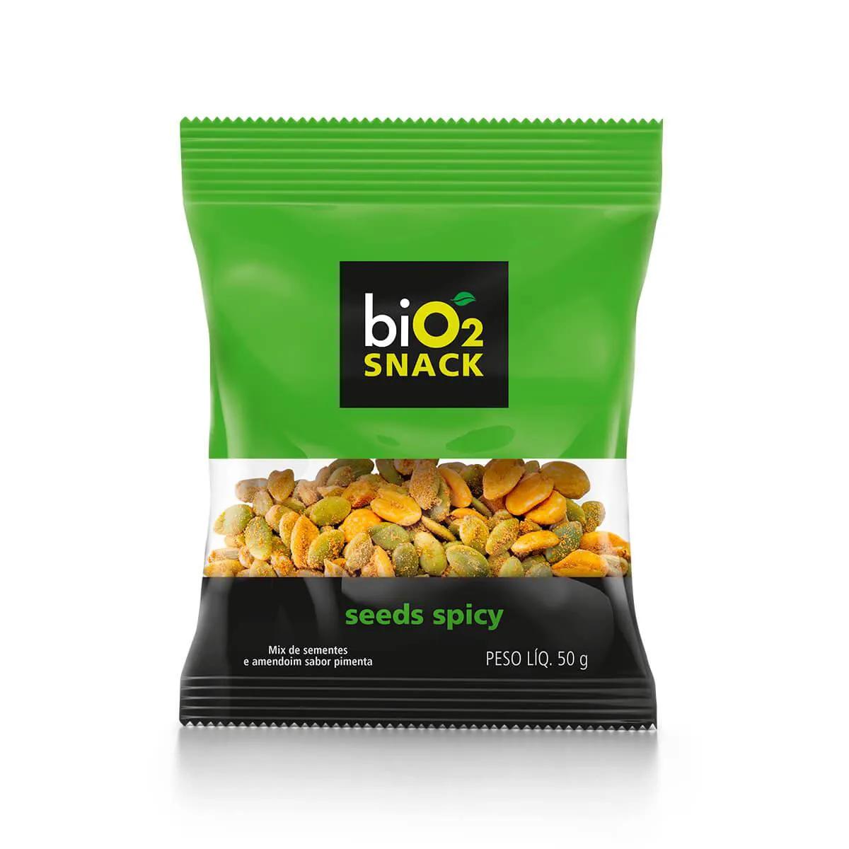 Mix de Sementes e Amendoim BiO2 Snack Seeds Spicy Sabor Pimenta com 50g