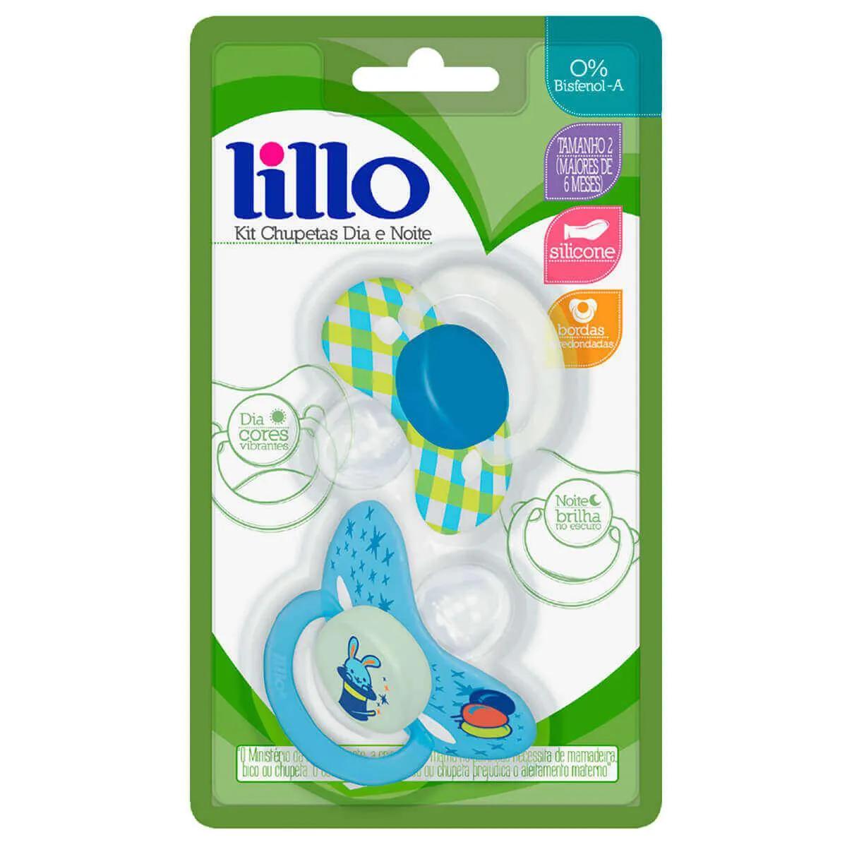 Chupeta Lillo Dia e Noite Tamanho 2 Cor Azul com 2 unidades