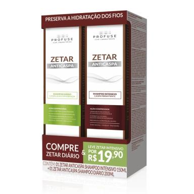 Kit Shampoo Anticaspa Profuse Zetar Diário com 200ml + Shampoo Anticaspa Profuse Zetar Intensivo 150ml