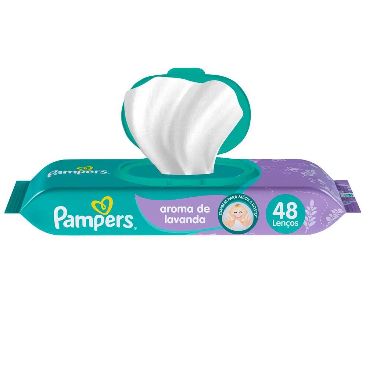 Lenço Umedecido Pampers Aroma de Lavanda com 48 unidades