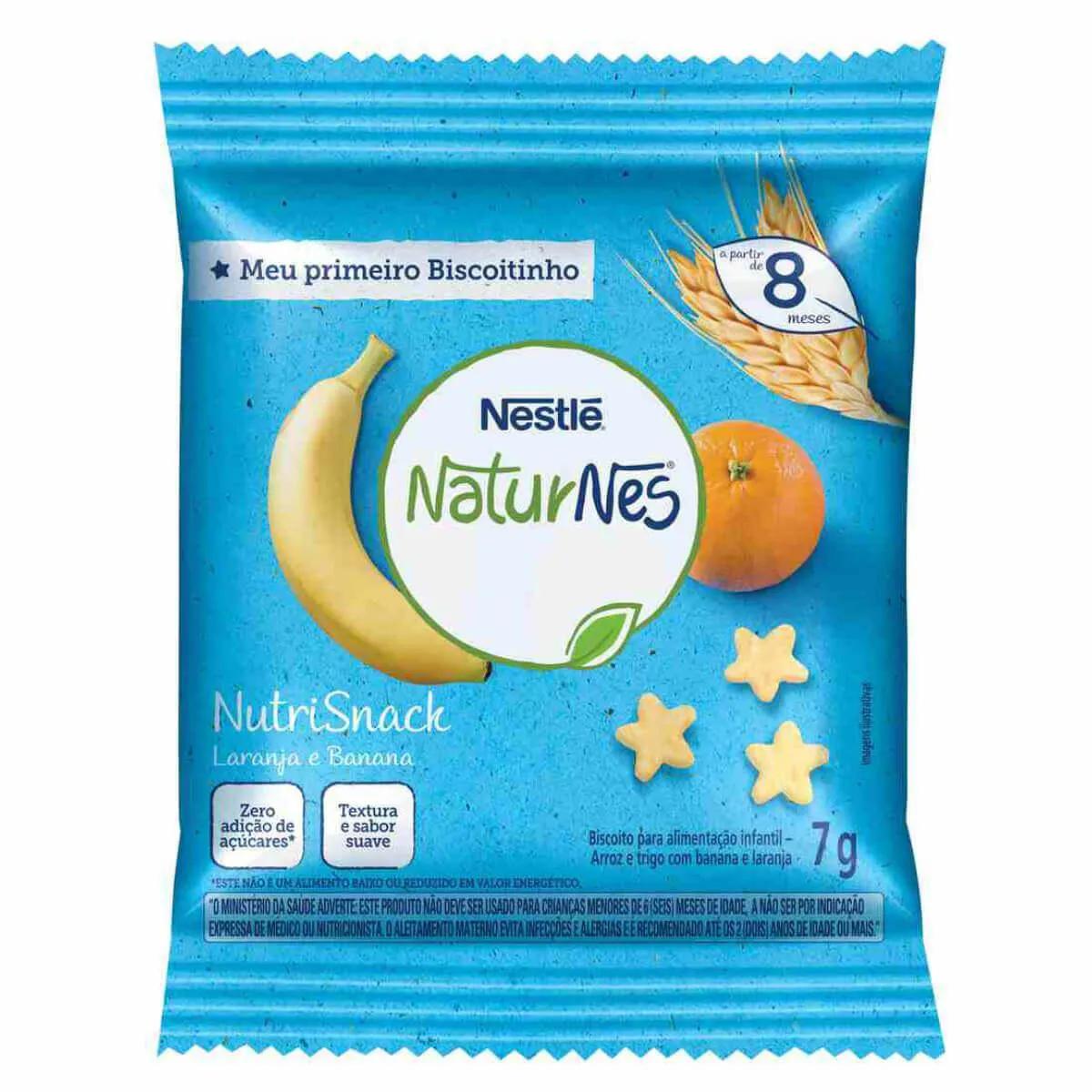 Biscoitos Nutrisnack Nestlé Naturnes 8 meses+ Laranja e Banana com 7g