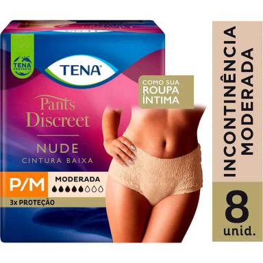 Roupa Íntima Feminina Tena Pants Discreet Nude P/M 8 unidades