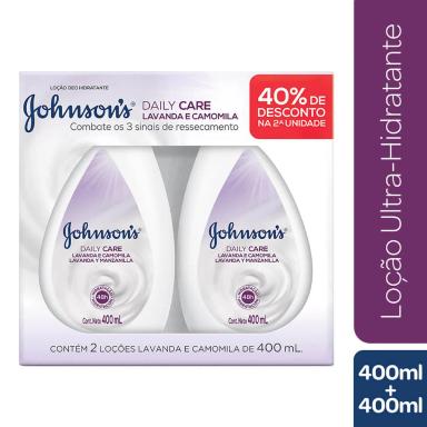 Kit Loção Hidratante Johnson's Daily Care Lavanda e Camomila com 2 unidades de 400ml cada