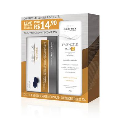 Kit Profuse Suplemento Semblé Reverse com 60 cápsulas + Sérum Antirrugas Essencele Filler C Rosto com 30g