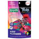 Flosser Infantil para Limpeza dos Dentes G.U.M Trolls Sabor Uva com 20 unidades