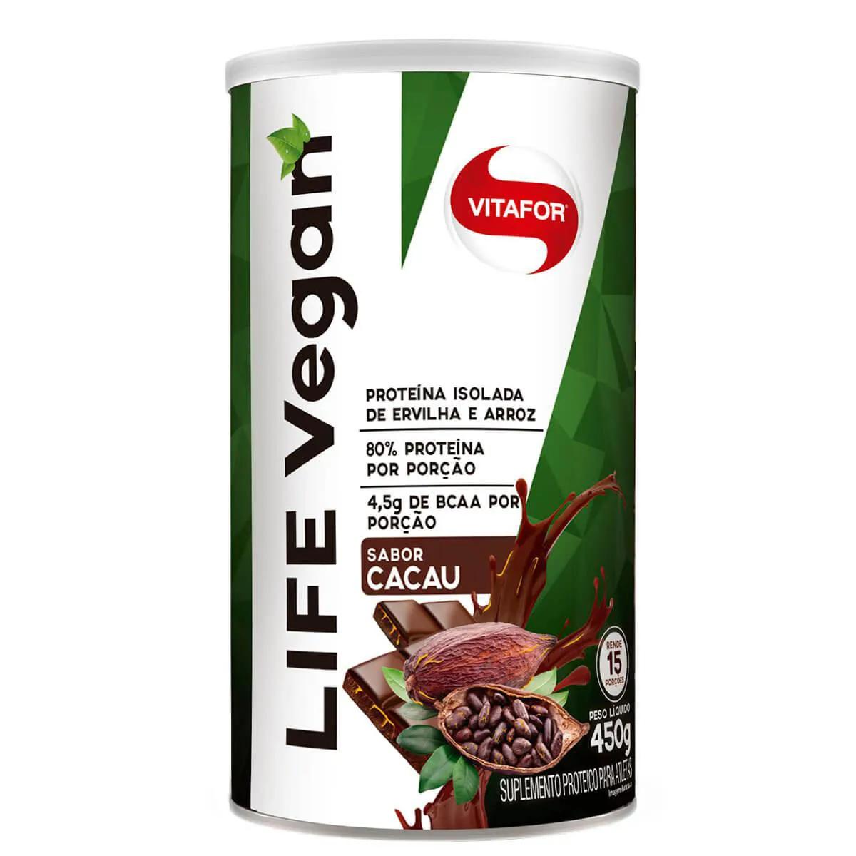 Proteína Isolada Life Vegan Vitafor Cacau 450g