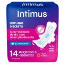 Absorvente Intimus Noturno Discreto Cobertura Suave com Abas com 14 unidades
