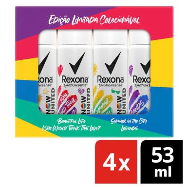 Kit Desodorante Antitranspirante Aerosol Rexona Now United Summer com 4 unidades de 53ml