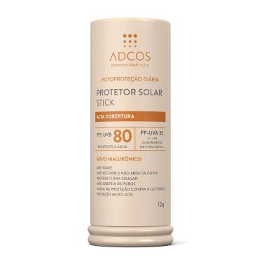 Protetor Solar Facial Base Stick Adcos Alta Cobertura Nude FPS 80 com 12g