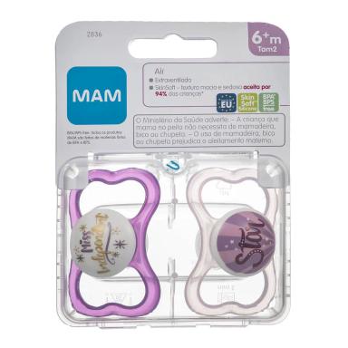 Kit Chupeta MAM Air Cor Rosa Tamanho 2 - maiores de 6 meses com 2 unidades