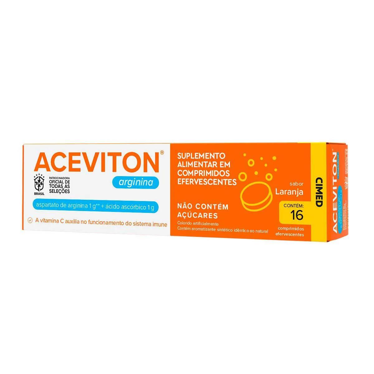 Aceviton Arginina Sabor Laranja com 16 comprimidos efervescentes